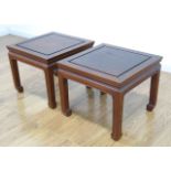 Pair of Asian Mahogany Taboret Tables