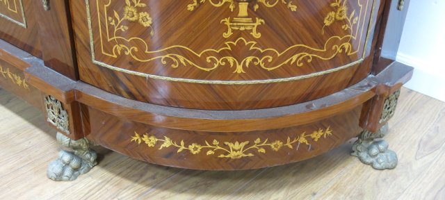 Marble Top Bronze Ormolu Inlaid Sideboard - Image 5 of 5