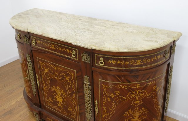 Marble Top Bronze Ormolu Inlaid Sideboard - Image 3 of 5