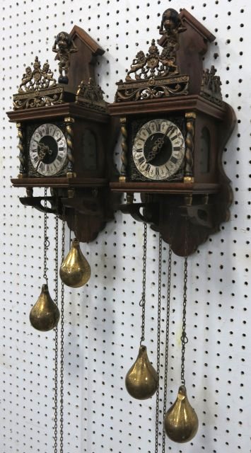 Pair of Wood & Brass Atlas Clocks - Image 2 of 5