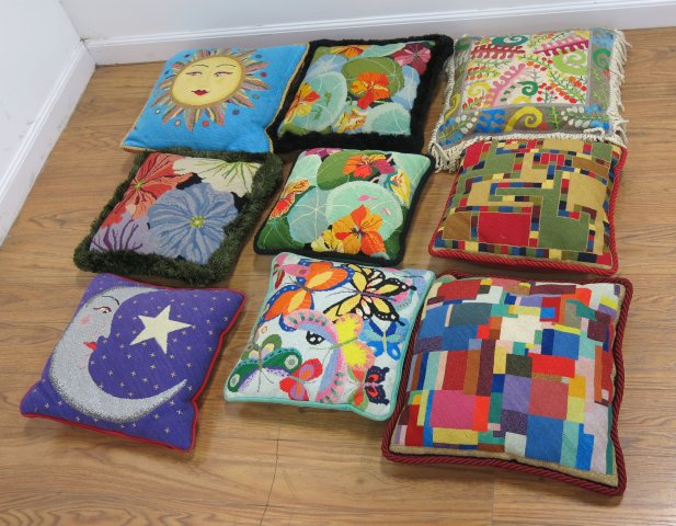 9 Colorful Petit Point Pillows