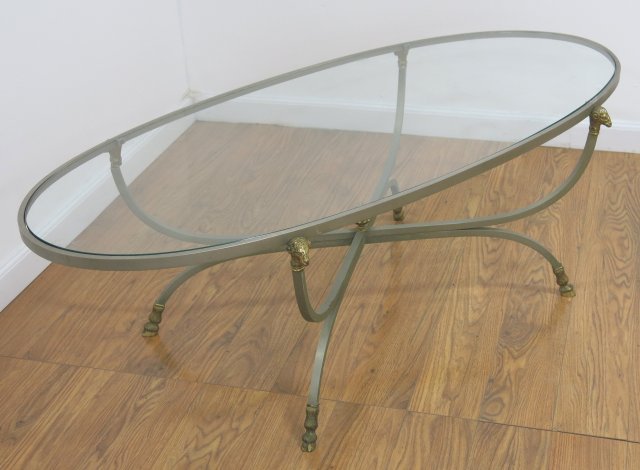 Chrome & Bronze Oval Coffee Table - Image 2 of 3