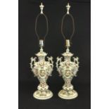 Pair of Continental Figural Porcelain Lamps