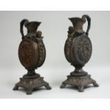 Pair Late 19th Century Metal Figural Ewers