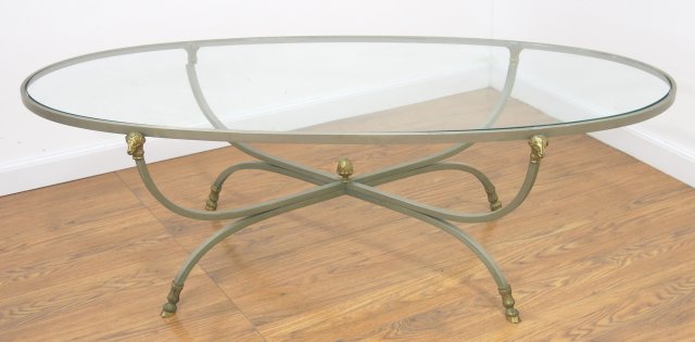 Chrome & Bronze Oval Coffee Table