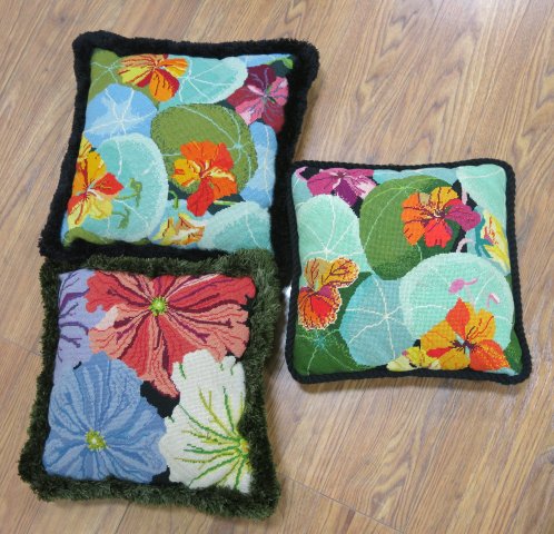 9 Colorful Petit Point Pillows - Image 5 of 7
