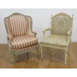 2 Louis XVI style Paint Decorated Chairs