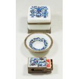 3 Chinese Hardstone & Enamel Desk Items