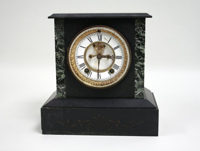 Ansonia Slate & Green Marble Clock