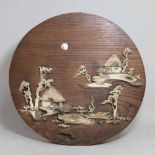 Asian Wall Plaque with Applied Bone Carving