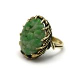 Carved Jade & 14K Gold Ring