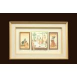 3 Indian Watercolors mounted in Di Frame