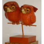 Sergio Bustamante Papier Mache 2 Owls on Stand