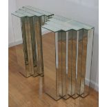 Pair Art Deco Style Mirrored Console Pedestals