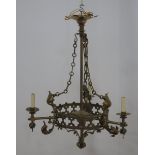 Gothic style Brass 3 Light Chandelier