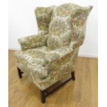 Wingback Chair with Pheasant & Floral Upholstery