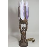 Art Deco Figural Glass Amethyst Lamp