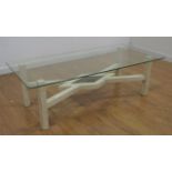 Mid Century Modern Marble Base & Glass Top