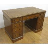 Victorian Oak Leather Top Desk