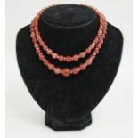 Double Strand Amberina Beaded Necklace