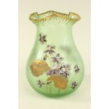 Mont Joye Green Ice Chip Vase