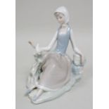 Lladro Seated Girl with Bird