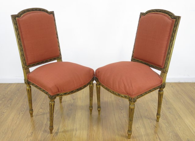 Louis XVI Style Side Chairs Approx. 38" H x 19" W x 17" D.