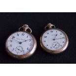 2 Open Face Gold Plated Pocket Watches Hamilton with second hand; Elgin. Elgin not  working. Working