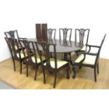 8 Chippendale Style Chairs & Mahogany Table Ball and claw legs. 2 armchairs, 6 side chairs.