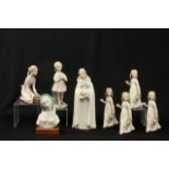 Lot of 8 Cybis Figures Including Melissa with Bunny, and Wendy girls.  Tallest approx. 10" H. (4106)