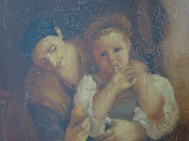 Mother & Child Painting Oil on board. Approx. 17" H x 13 1/2" W unframed,  24" H x 21" W framed. - Image 3 of 3