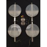 Set of 4 Art Deco Chrome & Glass Round Sconces Approx. 18" x 12".