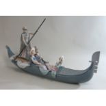 Lladro Gondola Ride #2631 Approx. 17" H x 31" W. From a 50 year private  collection. (4086) Good