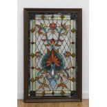 Stained Glass Window Wood framed. Approx. 33" H x 19" W, 36" H x 22" W  framed.