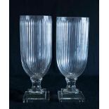 Pair Glass Hurricane Candle Holders Approx. 14 1/2" H x 5 3/4" diameter.