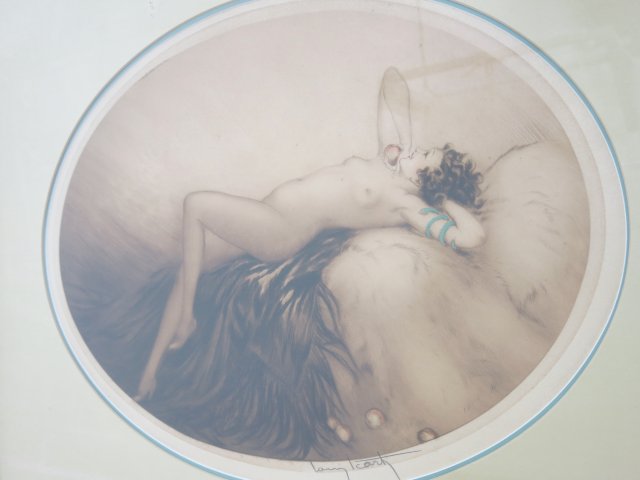 Louis Icart Lithograph "Eve" Windmill impressed mark. Approx. 14 3/4" H x 20" W  image, 26 3/4" H - Image 2 of 3