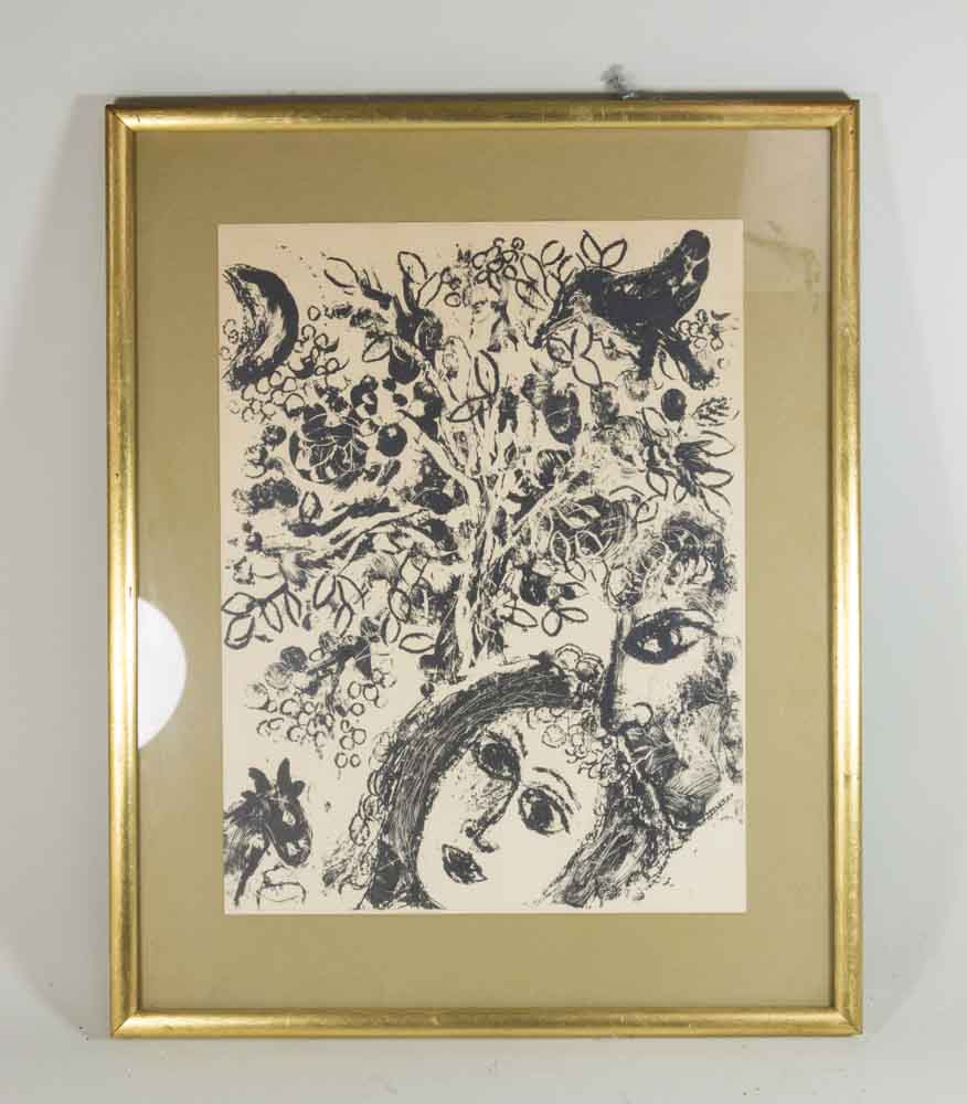 Chagall Lithograph Approx. 12 1/2" H x 9 1/2" W.