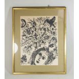Chagall Lithograph Approx. 12 1/2" H x 9 1/2" W.