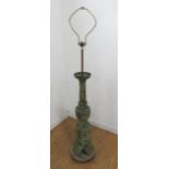 Asian Bronze Lamp Approx. 34" H.