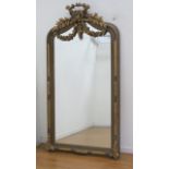 Large French Hallway Mirror Heavily carved. Approx. 82" H x 42" W.