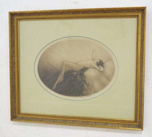 Louis Icart Lithograph "Eve" Windmill impressed mark. Approx. 14 3/4" H x 20" W  image, 26 3/4" H