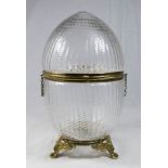 Egg Shape Glass & Brass Box Circa 1890. Approx. 11" H.