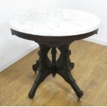 Oval Marble Top Victorian Table Approx. 29 1/2" H x 32" W x 24" D.