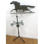 Copper & Zinc Trotting Horse Weather Vane With roof mount. 19th century. Horse approx. 32" H  x