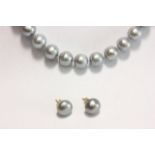 Tahitian Pearl Necklace & Matching Earrings 14K gold clasp. Individually hand-knotted. Nice  lustre.