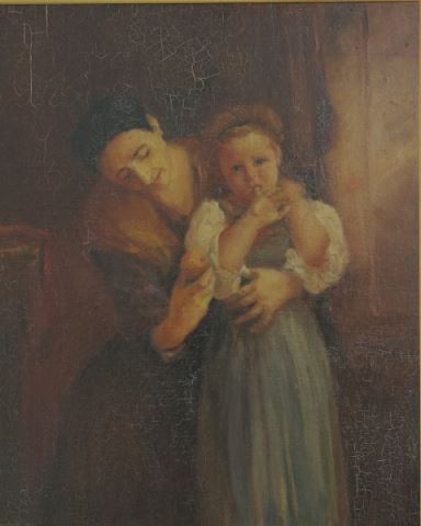 Mother & Child Painting Oil on board. Approx. 17" H x 13 1/2" W unframed,  24" H x 21" W framed.