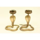 Pair of Brass Cobra Candlesticks Approx. 8 1/4" H.