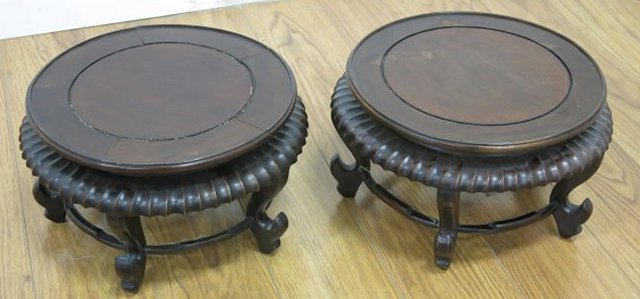 Pair of Wood Stands Approx. 7" H x 13" D.