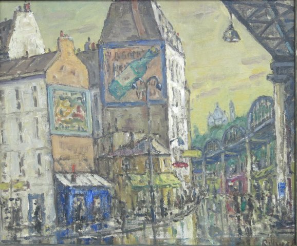 Frans Ruwel, Street Scene Oil on canvas laid on board. Signed lower right.  Frans Ruwel, Dutch (