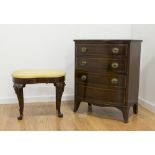 Bachelor's Chest & Queen Anne Style Footstool Mahogany 4-drawer bachelor's chest approx. 30" H x